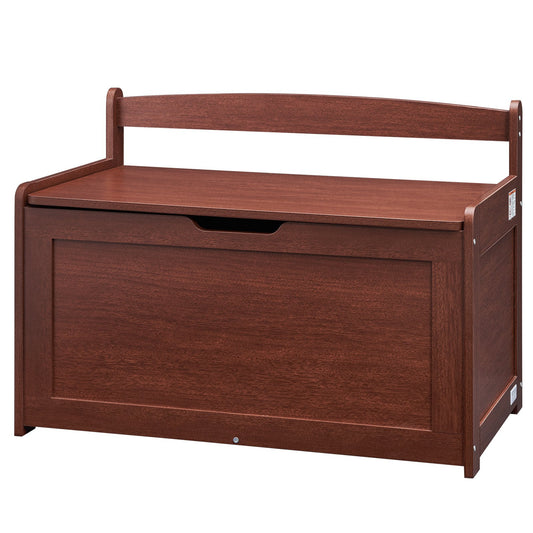Wooden Toy Chest with Safety Lid – Large Kids Storage Bench (Cherry)