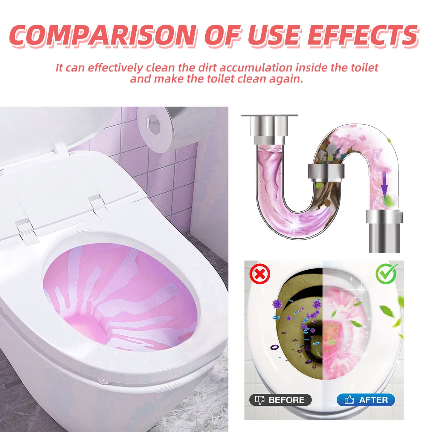 Effervescent Toilet Cleaning Tablets for Odor & Stain Removal
