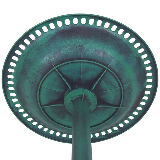 Outdoor Garden Green Pedestal Bird Bath and Feeder