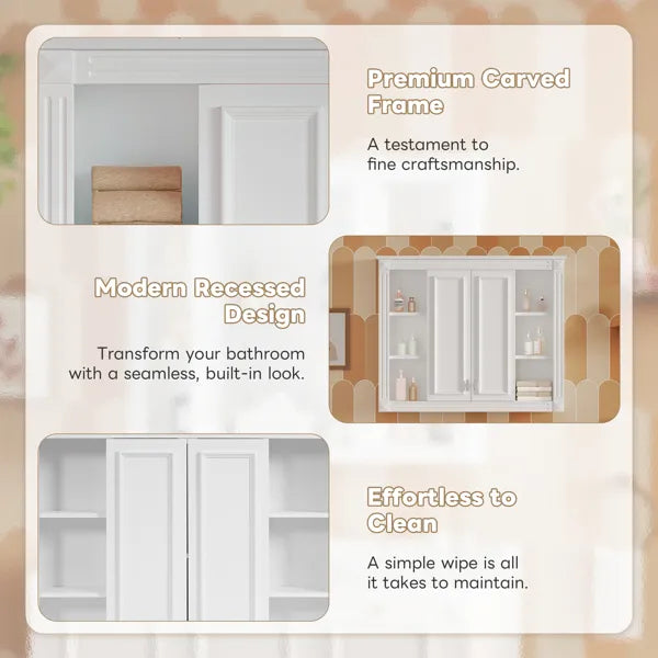 Wall-Mounted Medicine Cabinet with Adjustable Shelf & Soft-Close Door