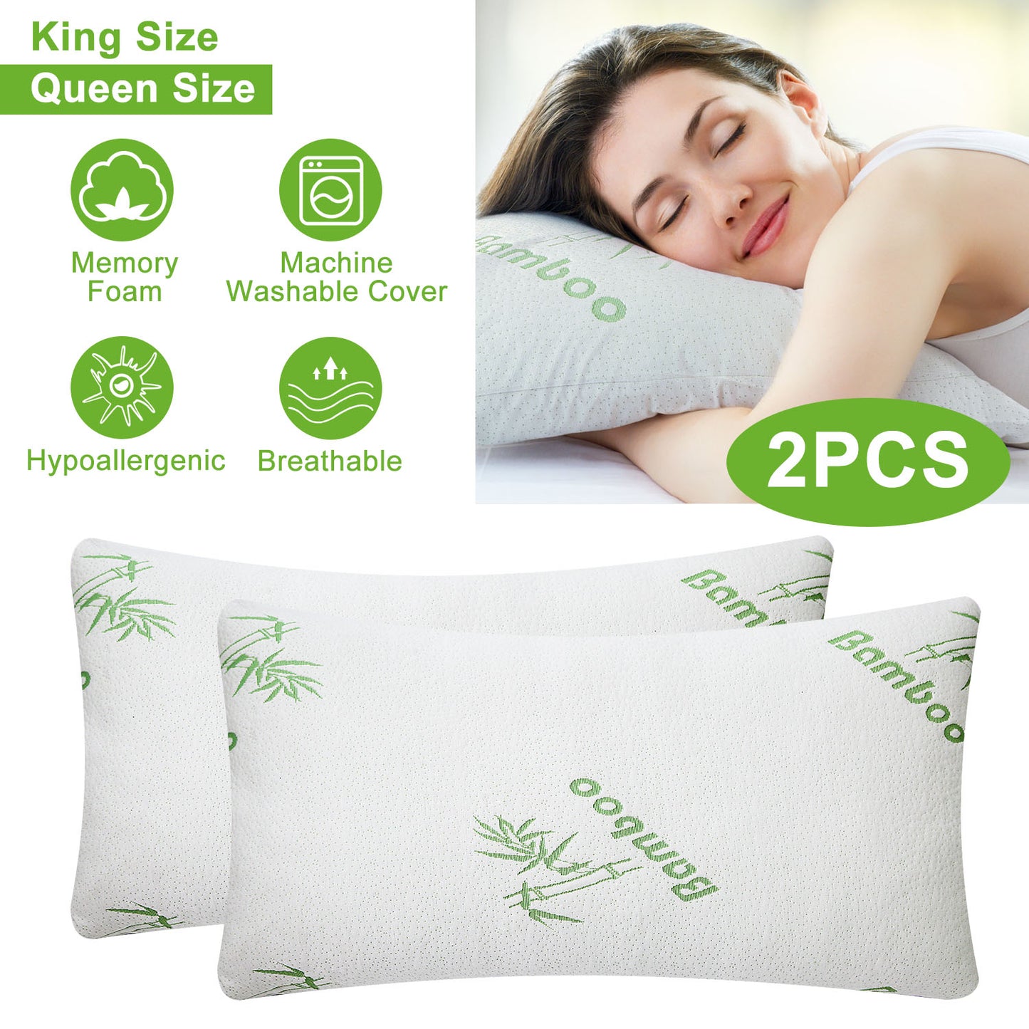 Queen Size Bamboo Memory Foam Pillow