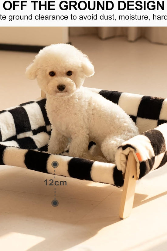 MEWOOFUN Raised Cat Bed with Wooden Legs – Soft Washable Cat Sofa for Indoor Cats & Kittens (56×45cm, 15kg Capacity)