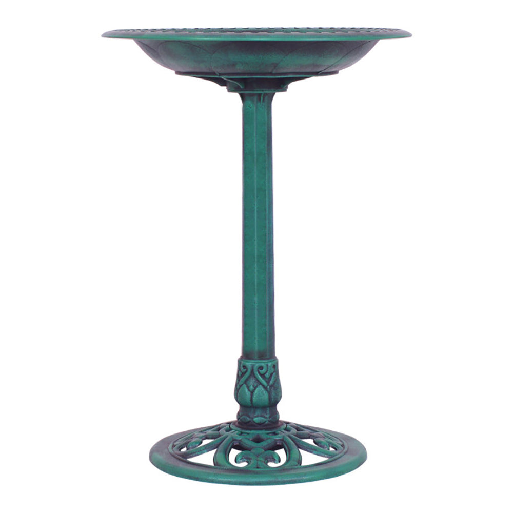 Outdoor Garden Green Pedestal Bird Bath and Feeder