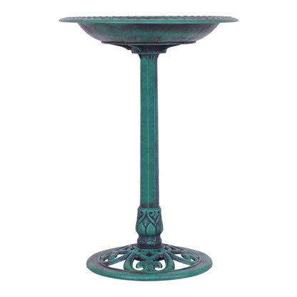Outdoor Garden Green Pedestal Bird Bath and Feeder