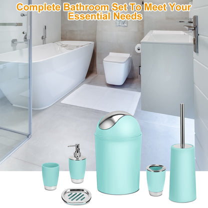 6-Piece Bathroom Accessories Set with Soap Dispenser & Trash Can