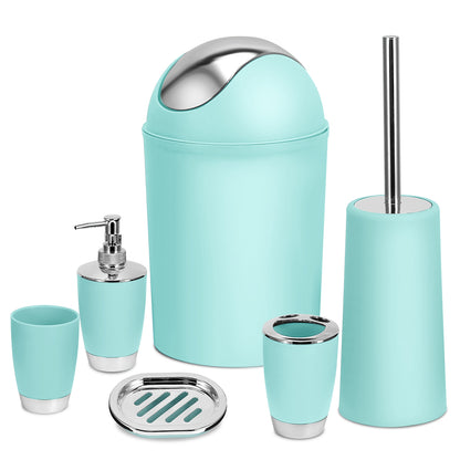 6-Piece Bathroom Accessories Set with Soap Dispenser & Trash Can