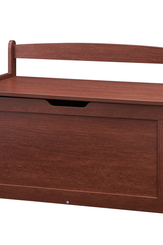 Wooden Toy Chest with Safety Lid – Large Kids Storage Bench (Cherry)