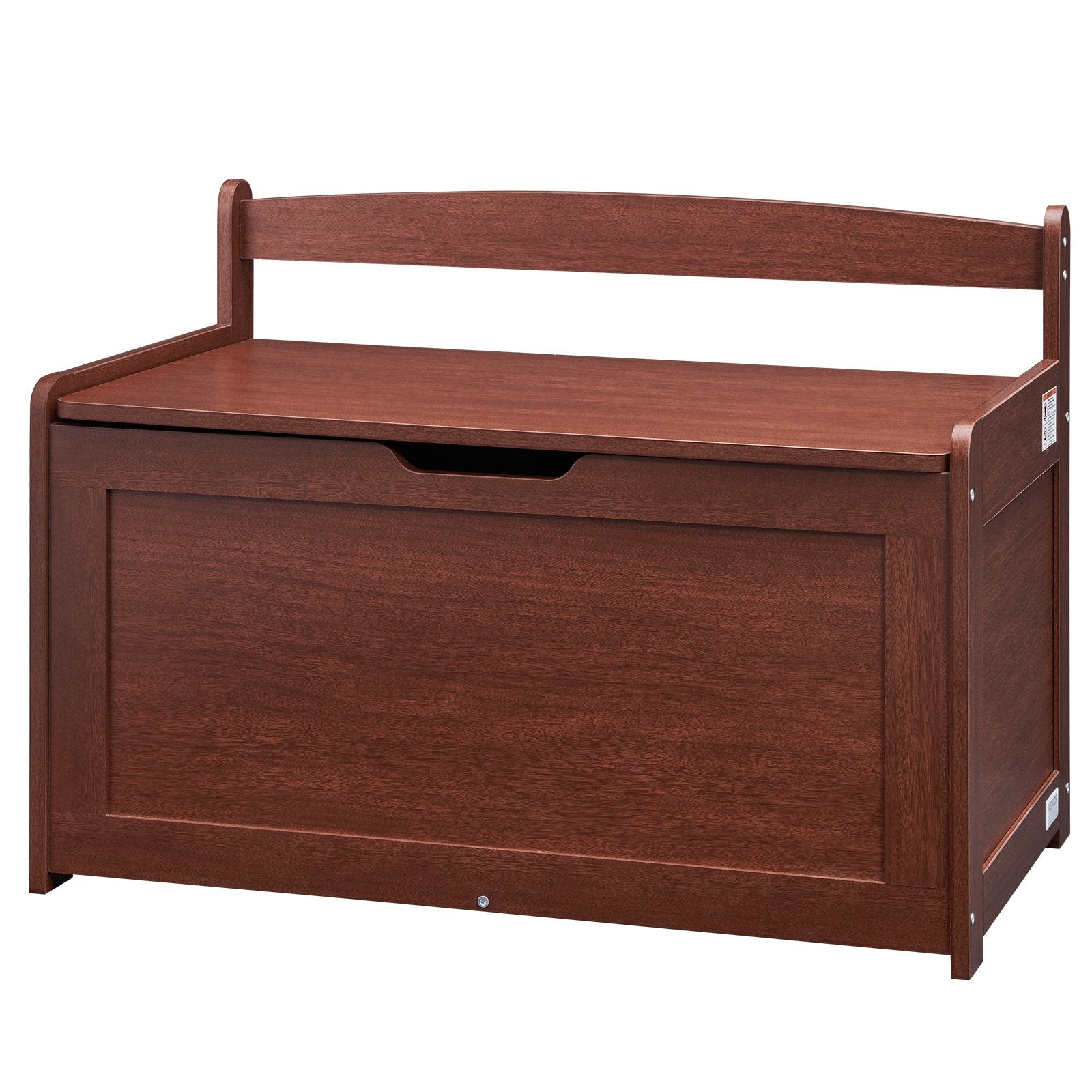 Wooden Toy Chest with Safety Lid – Large Kids Storage Bench (Cherry)