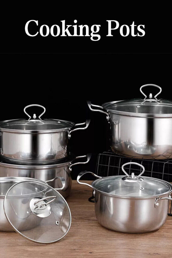 11PCS Induction Non Stick Stainless Steel Cookware Cooking Pot Pan With Lids Set