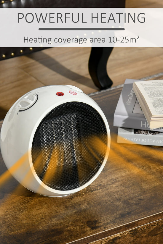 HOMCOM Ceramic Table Top Space Heater 900W/1500W – Portable Electric Heater with Thermostat & Safety Protection