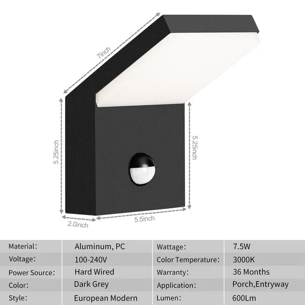 Outdoor LED Wall Light with Motion Sensor | Wall Mount Sconce
