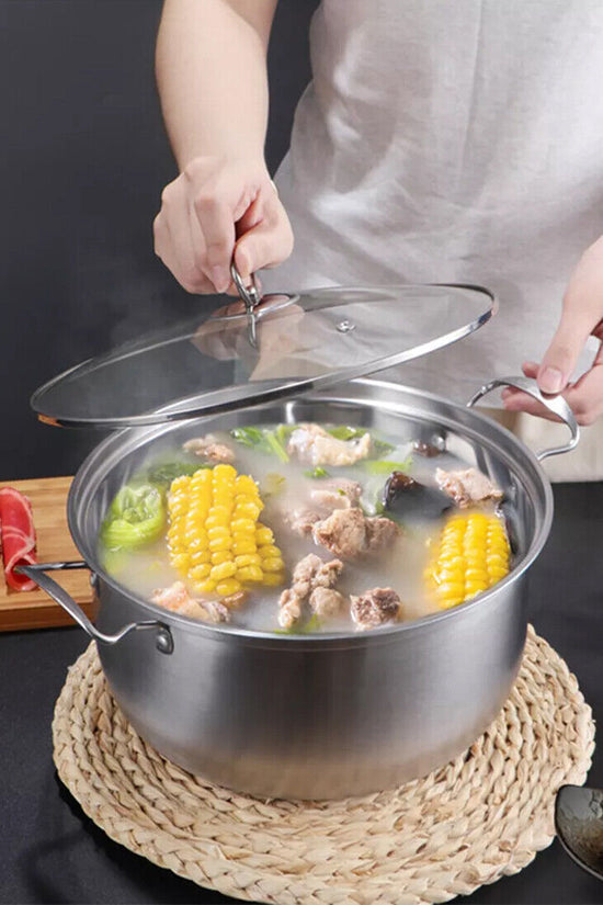 11PCS Induction Non Stick Stainless Steel Cookware Cooking Pot Pan With Lids Set