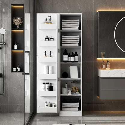 White Kitchen Pantry Cabinet – Freestanding Storage Cupboard with Doors & Shelves