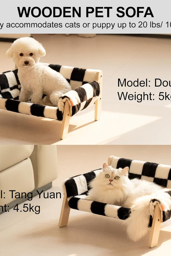 MEWOOFUN Raised Cat Bed with Wooden Legs – Soft Washable Cat Sofa for Indoor Cats & Kittens (56×45cm, 15kg Capacity)