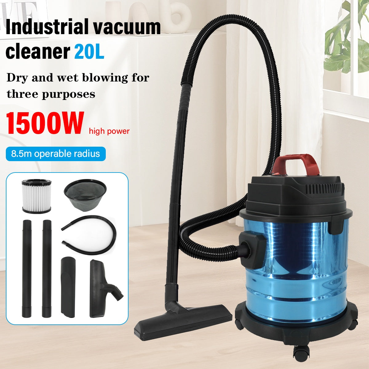 19000Pa Wet & Dry Vacuum Cleaner – 20L Powerful Compact Blower