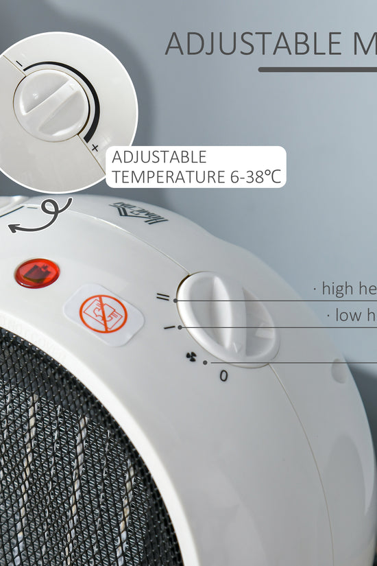 HOMCOM Ceramic Table Top Space Heater 900W/1500W – Portable Electric Heater with Thermostat & Safety Protection