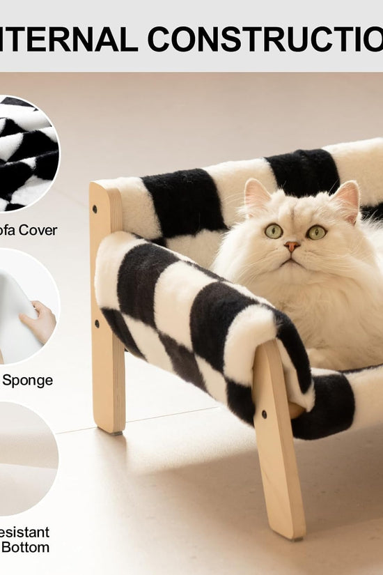 MEWOOFUN Raised Cat Bed with Wooden Legs – Soft Washable Cat Sofa for Indoor Cats & Kittens (56×45cm, 15kg Capacity)