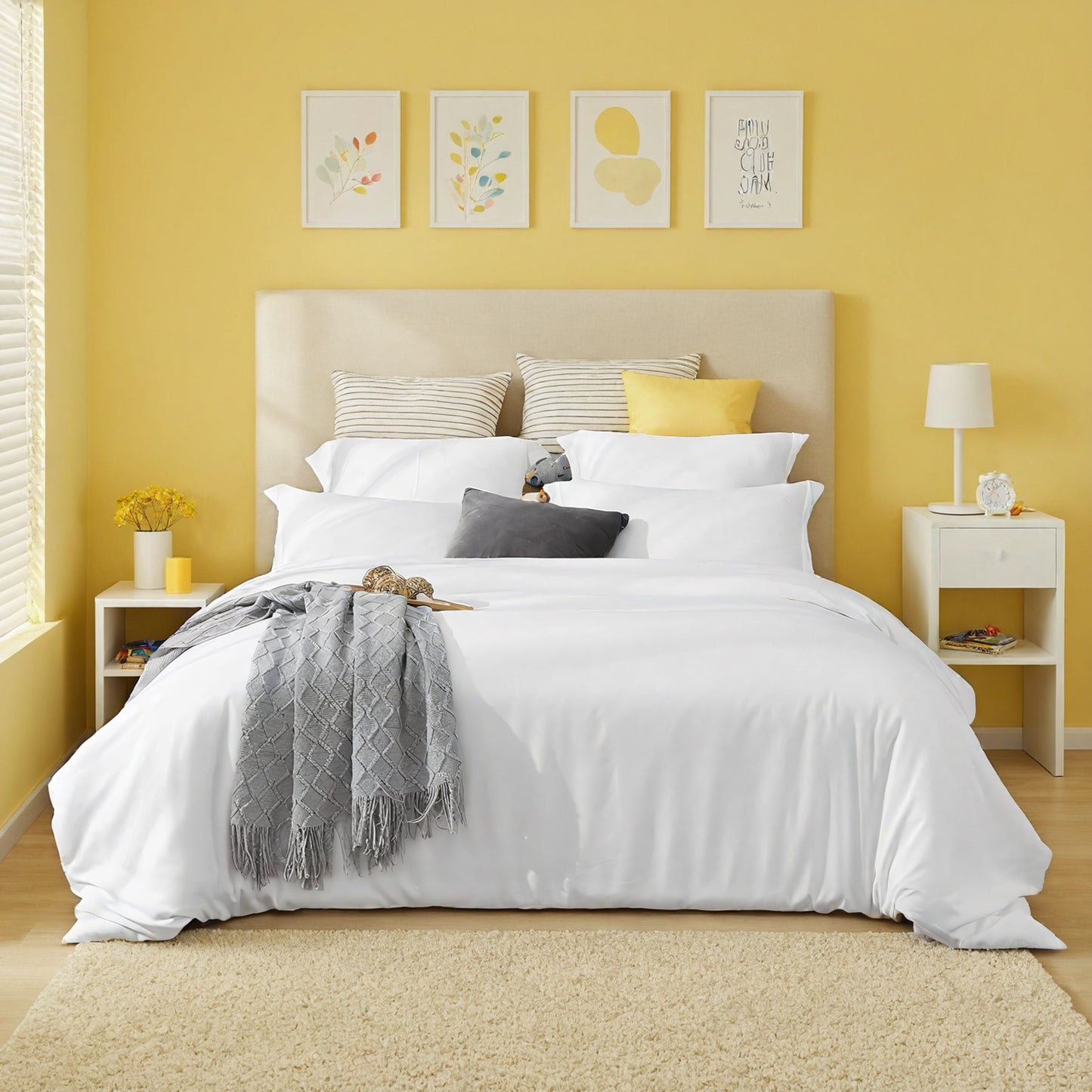 2-Pack Bohemian Bedding Set – White & Pink, Soft & Durable
