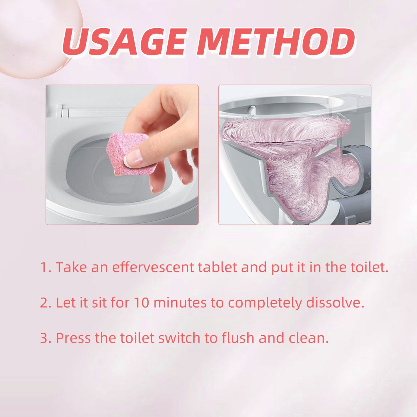 Effervescent Toilet Cleaning Tablets for Odor & Stain Removal