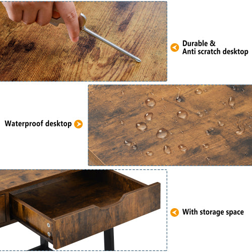 Industrial Computer Desk & Dressing Table with 2 Drawers | Home Office Workstation