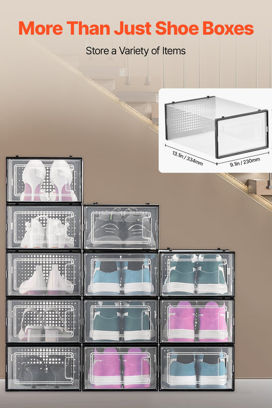 Stackable Shoe Storage Boxes (12 Pack) – Fits Up to UK Size 10.5