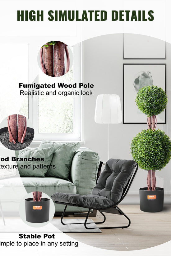 Artificial Boxwood Topiary Tree – 36” Double Ball (Set of 2)