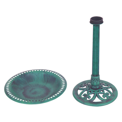 Outdoor Garden Green Pedestal Bird Bath and Feeder