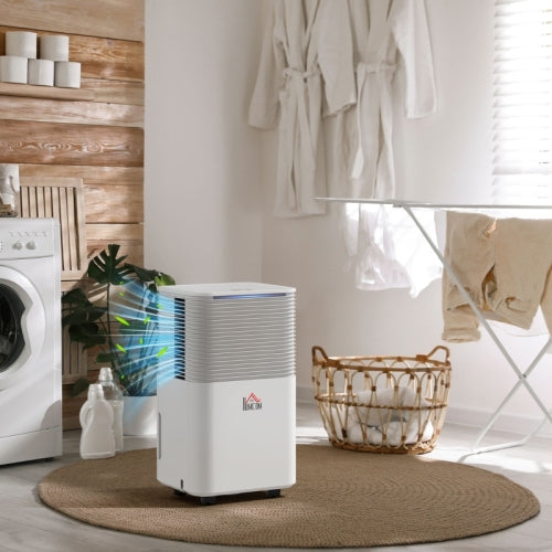 HOMCOM 10LDay 2000ML Portable Quiet Dehumidifier For Home Laundry Room Bedroom Basemen.