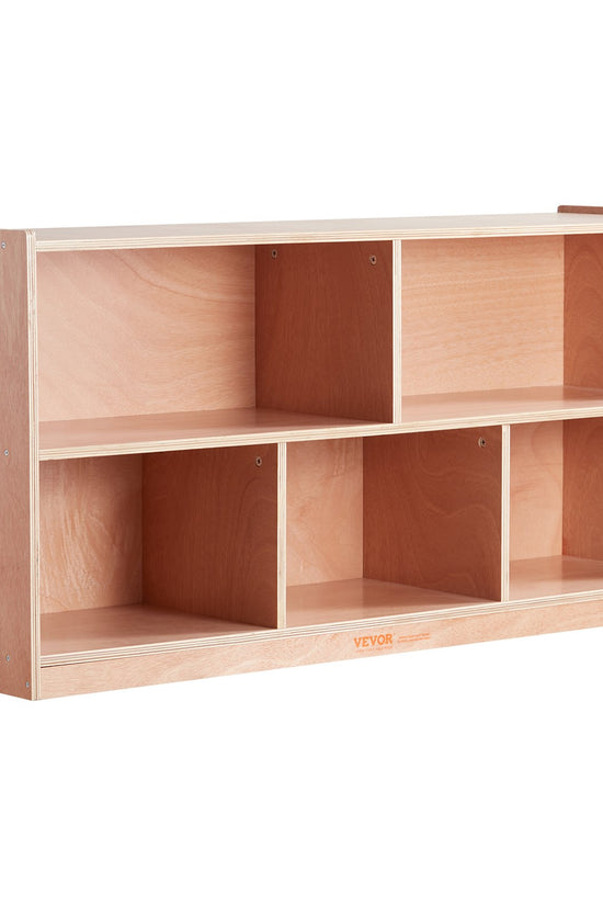 5-Compartment Cubby Storage Cabinet with Shelves – Classroom & Home Organizer (Natural)