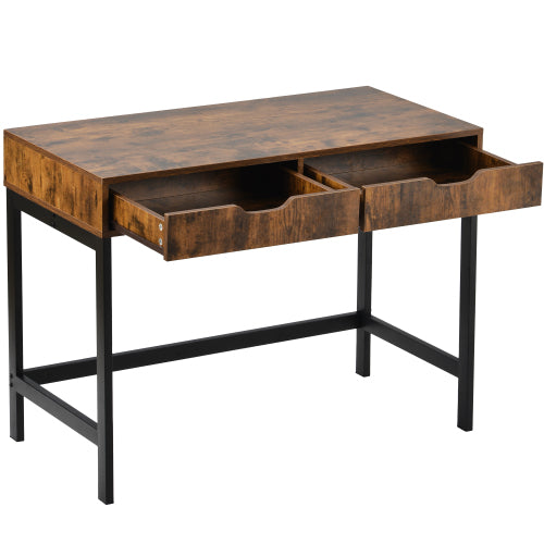 Industrial Computer Desk & Dressing Table with 2 Drawers | Home Office Workstation