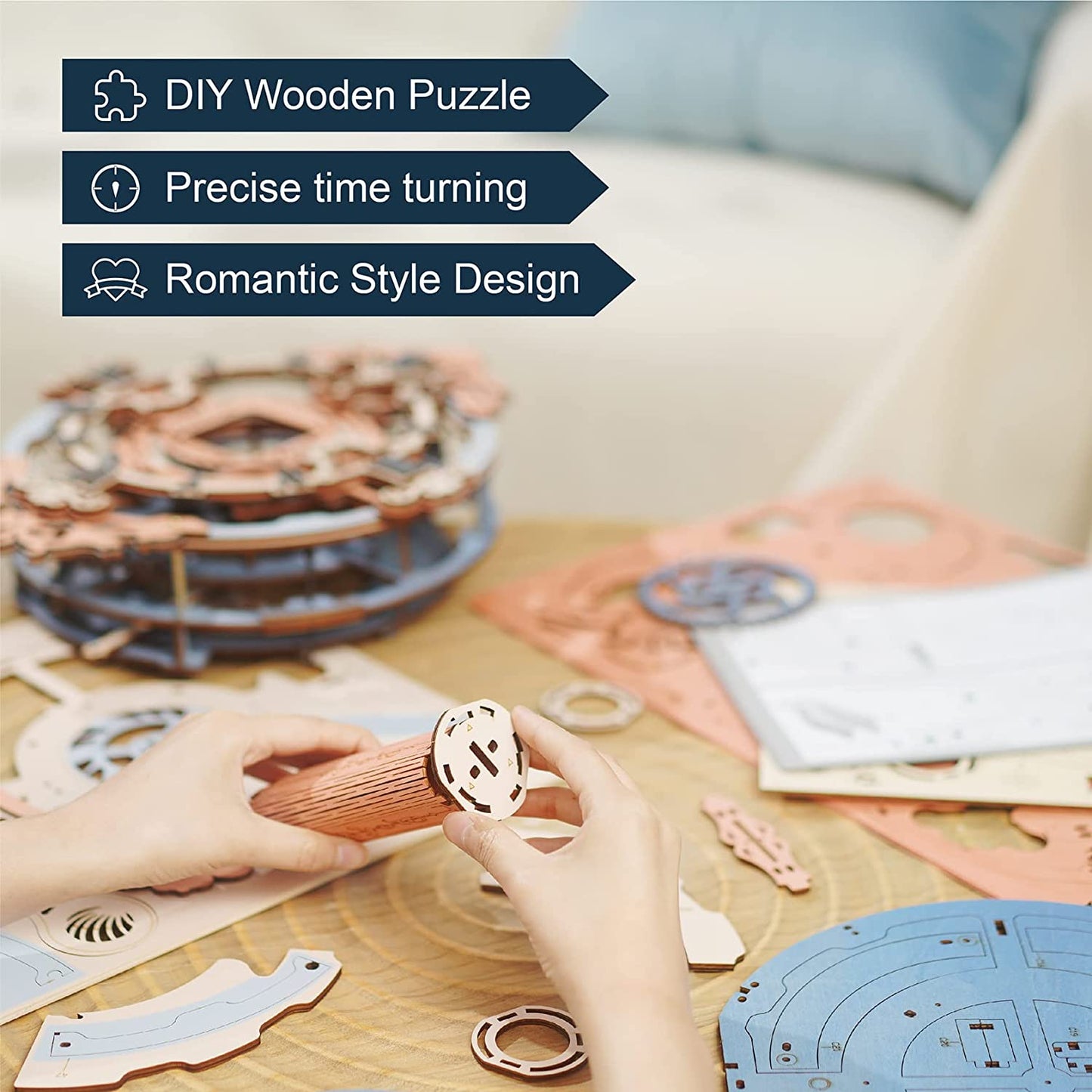 Robotime ROKR 3D Wooden Puzzle Wall Clock