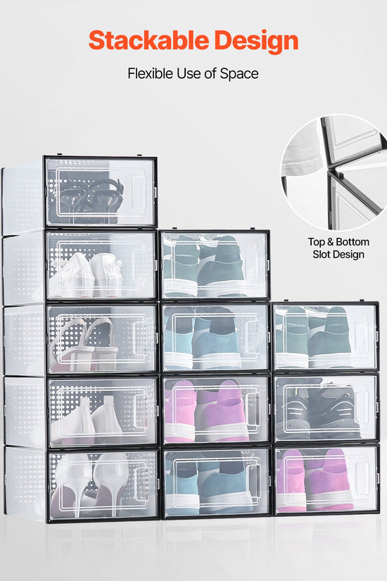 Stackable Shoe Storage Boxes (12 Pack) – Fits Up to UK Size 10.5