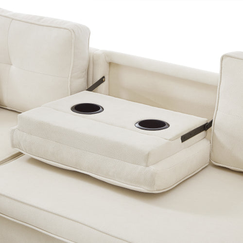 L-Shaped Pull-Out Sleeper Sofa Bed | 3-in-1 Reversible Sectional with Storage, Cup Holders & USB Charging