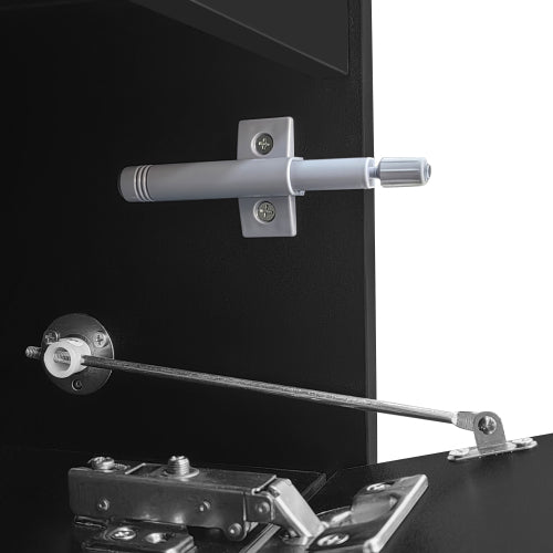 Black High-Gloss TV Cabinet with White Legs | Modern TV Stand with Doors & Drawers