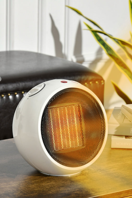 HOMCOM Ceramic Table Top Space Heater 900W/1500W – Portable Electric Heater with Thermostat & Safety Protection