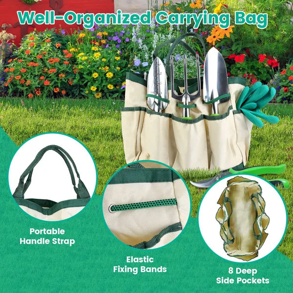 13-Piece Aluminum Gardening Tool Set with Storage Bag