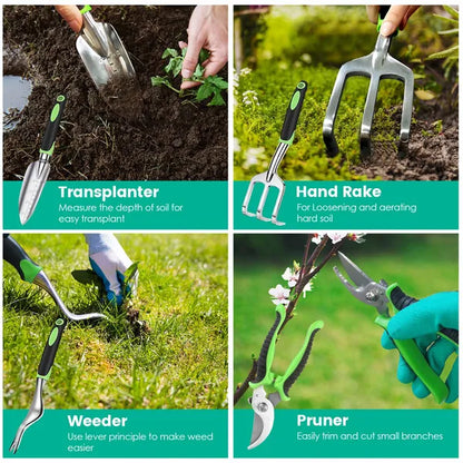 13-Piece Aluminum Gardening Tool Set with Storage Bag