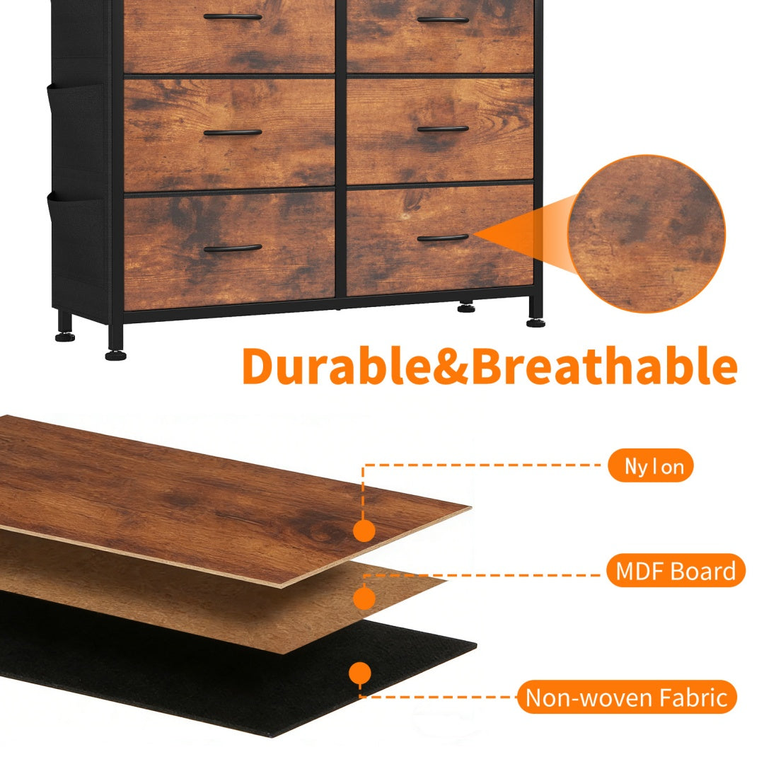 10-Drawer Dresser with Side Pockets & Hooks – Bedroom Storage Cabinet