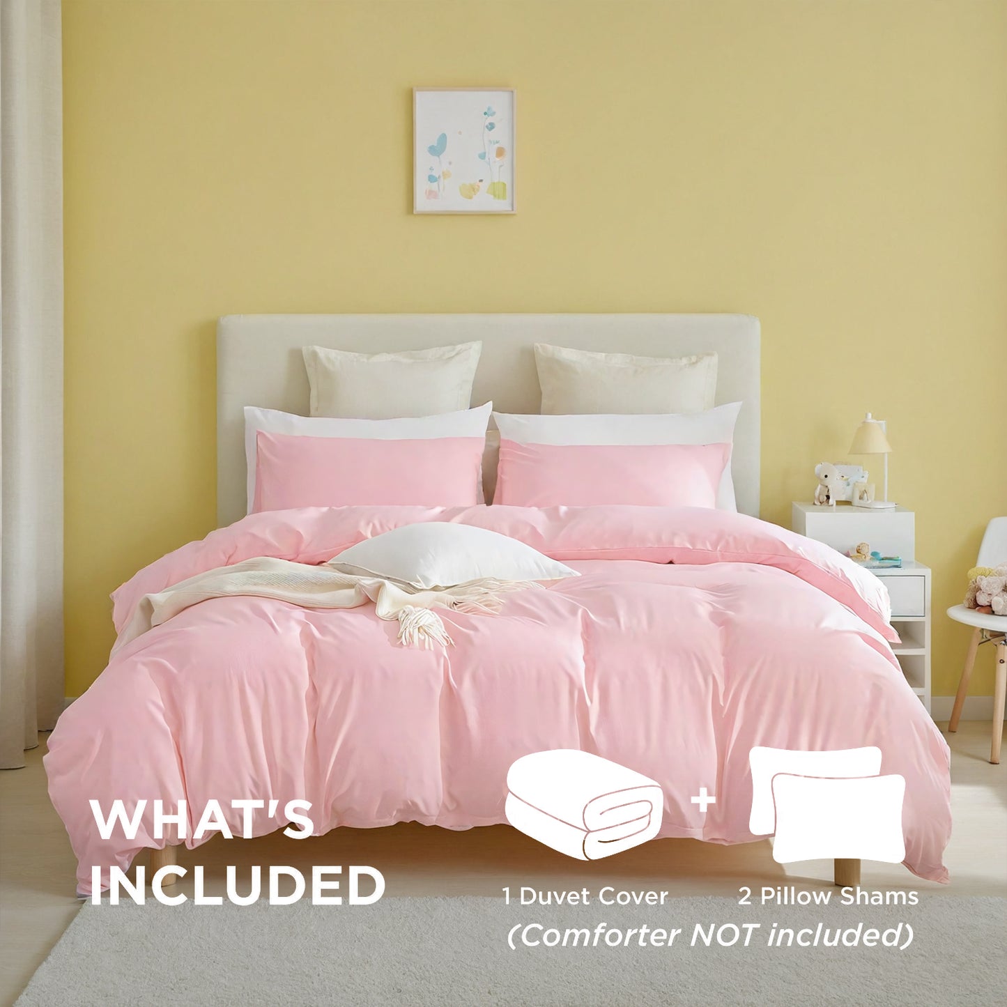 2-Pack Bohemian Bedding Set – White & Pink, Soft & Durable
