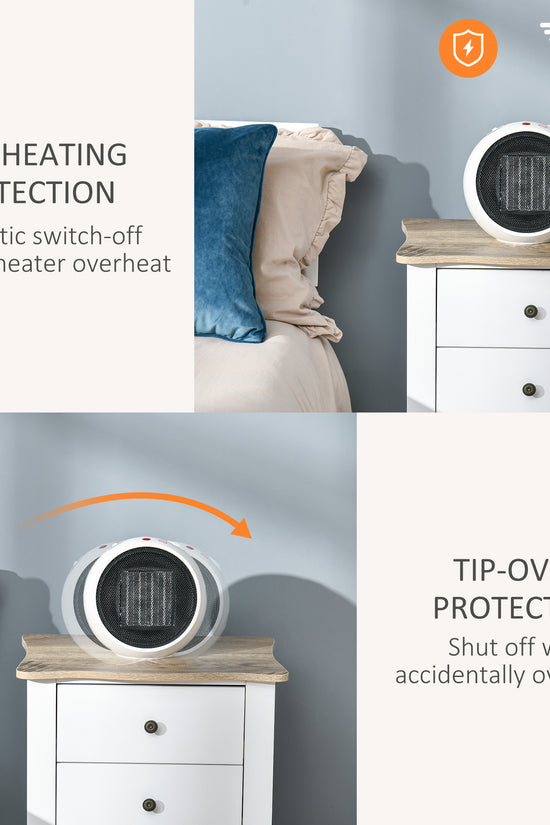 HOMCOM Ceramic Table Top Space Heater 900W/1500W – Portable Electric Heater with Thermostat & Safety Protection