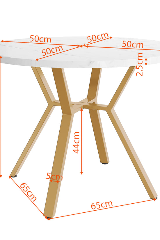 Modern Round Marble Dining Table 1m – X-Shaped Metal Base, Sleek & Durable