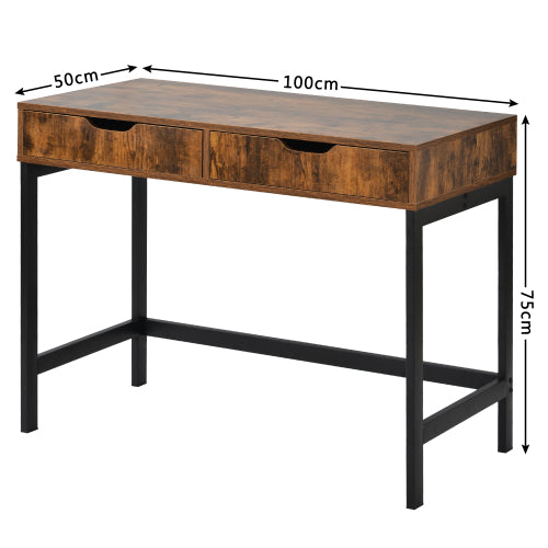 Industrial Computer Desk & Dressing Table with 2 Drawers | Home Office Workstation