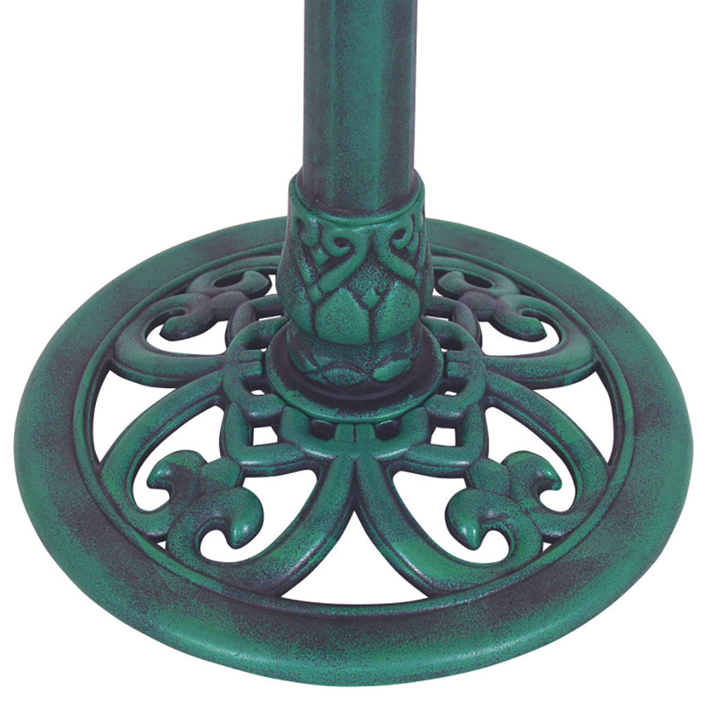 Outdoor Garden Green Pedestal Bird Bath and Feeder