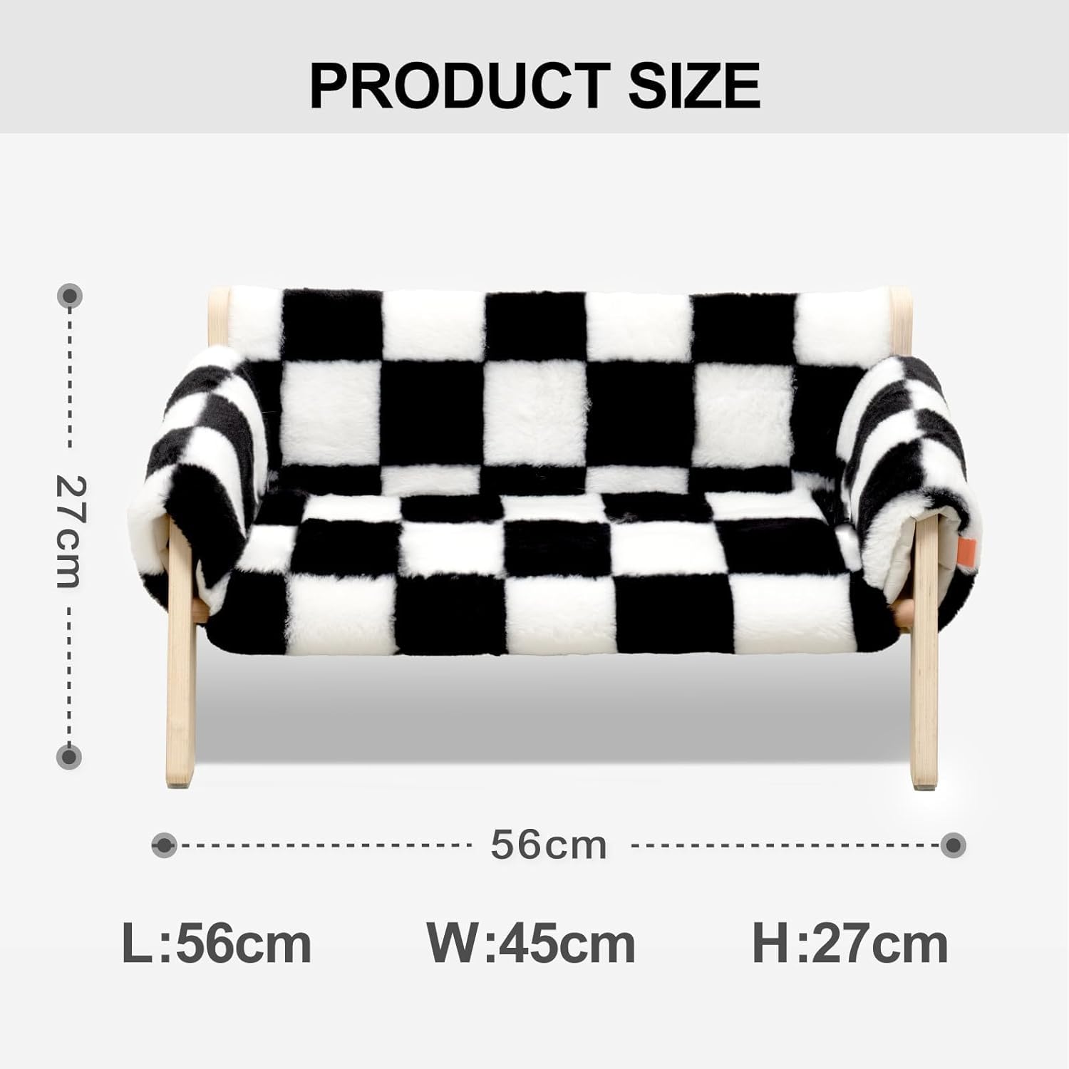 MEWOOFUN Raised Cat Bed with Wooden Legs – Soft Washable Cat Sofa for Indoor Cats & Kittens (56×45cm, 15kg Capacity)