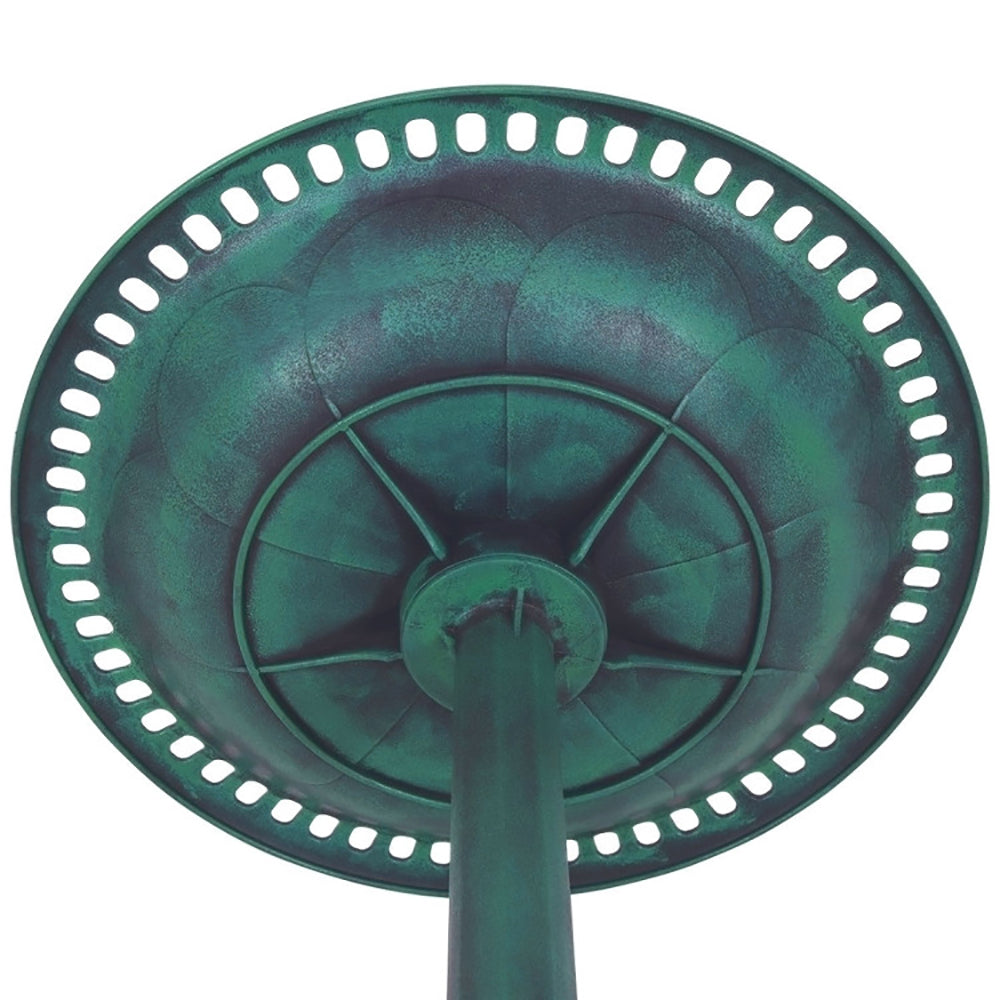 Outdoor Garden Green Pedestal Bird Bath and Feeder