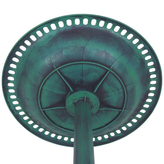 Outdoor Garden Green Pedestal Bird Bath and Feeder