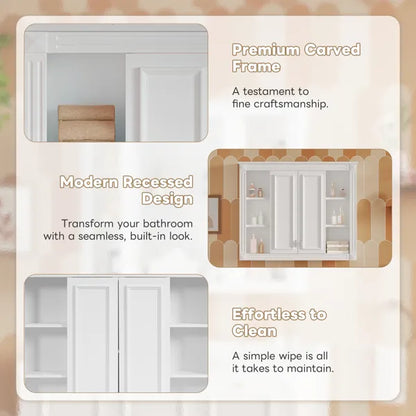 Wall-Mounted Medicine Cabinet with Adjustable Shelf & Soft-Close Door