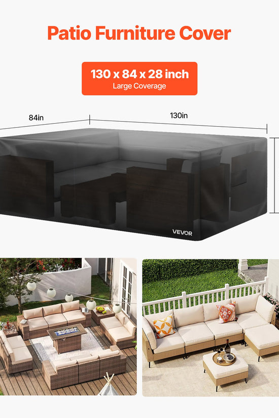 Heavy Duty Waterproof Patio Furniture Cover – Large Rectangular Table & Chairs
